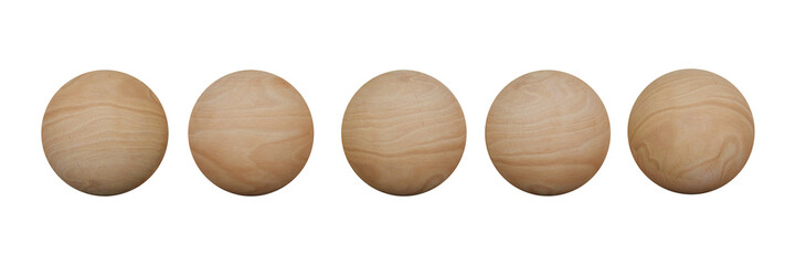 3D render, set of wood circle isolated on transparent background - PNG format