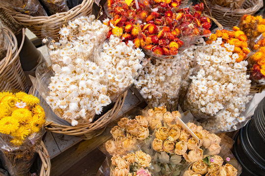 Flower Bouquet At Floating Flower Market In Amsterdam, Netherlands