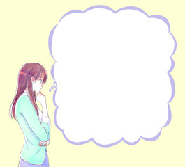 考える女性　吹き出し