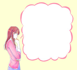 考える女性　吹き出し