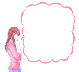 考える女性　吹き出し