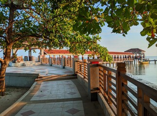 view of the sea from the pier tirta samudra beach pantai bandengan jepara