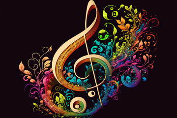 Fototapeta premium Treble clef music symbol. Music vibes concept for concerts and festivals. Generative AI.