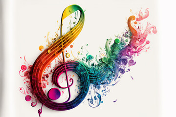 Treble clef music symbol. Music vibes concept for concerts and festivals. Generative AI.