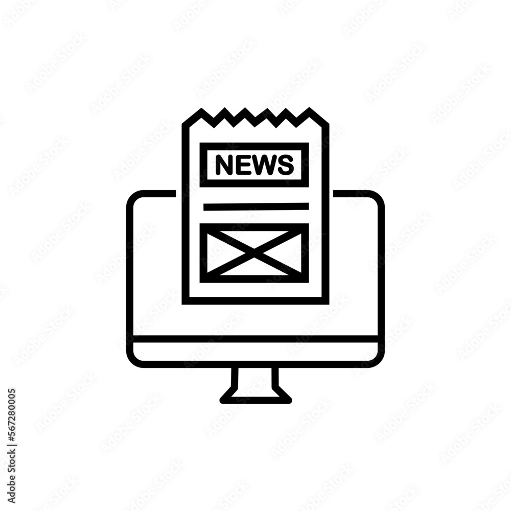 Poster news monitor icon. element of seo and online marketing icon for mobile concept and web apps. thin li