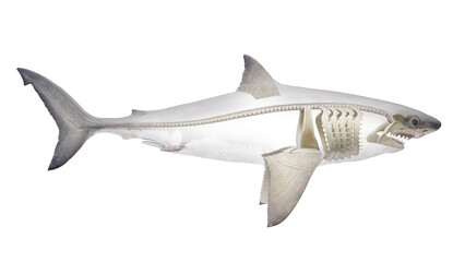 3D rendered illustration of a shark's skeletal system - obrazy, fototapety, plakaty