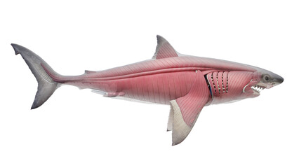 3D rendered illustration of a shark's muscular system