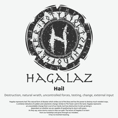 Obraz premium Viking Hagalaz rune dark circle shield