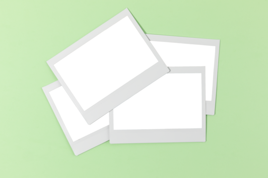 Instant picture frames on light green background