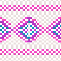 Pastel Ethnic pattern background pixel art. Generative AI.