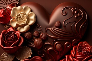 heart shaped chocolates, chocolates flowers, chocolate decoration, Valentin, romantic