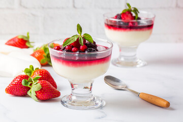 Dessert panna cotta with fresh berries