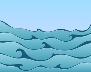 The background with blue sea.
