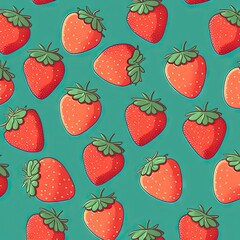Repeat pattern square infinite fruit strawberry vector Generative AI