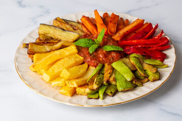 Turkish style mixed vegetable fried (Karisik Kizartma)