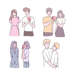 Big isolated Couple in love, happy young girl and boy in love, valentine concept flat Vector illustration in cartoon style