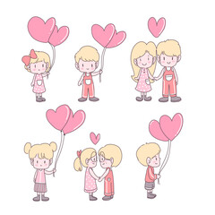 Big isolated Couple in love, happy young girl and boy in love, valentine concept flat Vector illustration in cartoon style