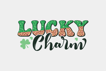 Lucky Charm Retro St. Patrick's Day Sublimation T shirt design