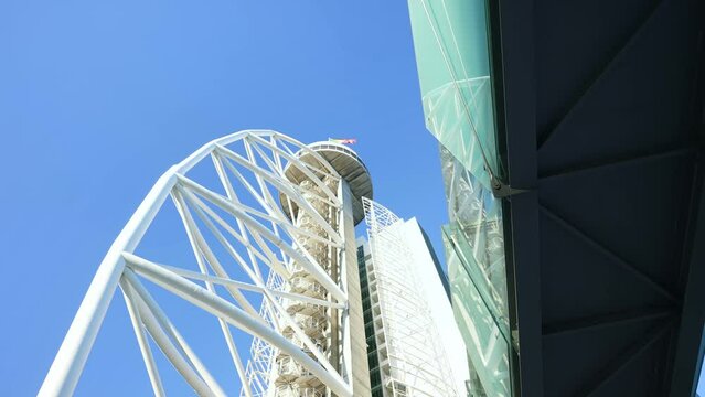 Moscavide district of Lisbon. Modern Parue das Nacoes. contemporary architecture in capital of Portugal. 