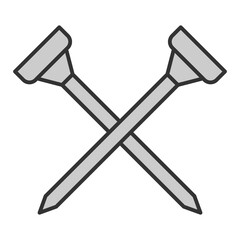 Two crossed golf ball coasters - icon, illustration on white background, grey style