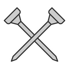 Two crossed golf ball coasters - icon, illustration on white background, grey style