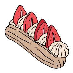 Fresh strawberry cake dessert hand drawn element