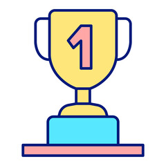 First place golf winner cup - icon, illustration on white background, color style