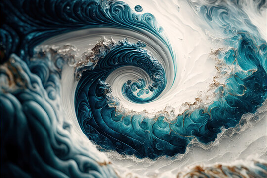 Abstract Ocean with Natural Luxury Texture, Marble Swirls and Agate Ripples Background Design