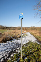 Bicycle and pedestrian shared route sign.