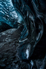 Ice cave in Iceland with detail