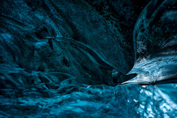 Ice cave in Iceland with detail