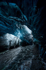 Ice cave in Iceland with detail