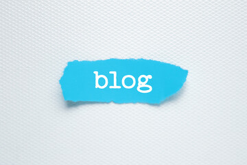 a torn paper written with inscription blog on a white background