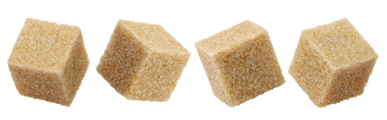 Set of brown sugar cubes cut out