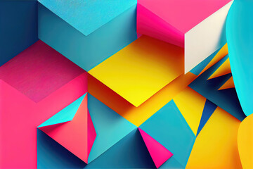 Colorful abstract background wallpaper with geometric structures in clashing colors (Generative AI)
