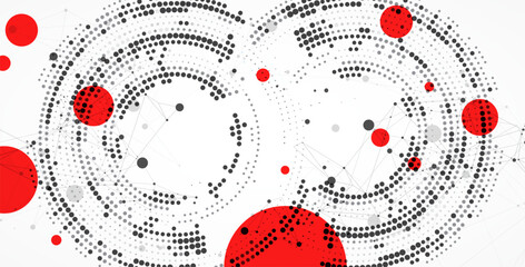 Halftone theme vector. Science abstract background with connecting dots and lines.