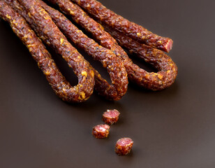dried sausages on a plate