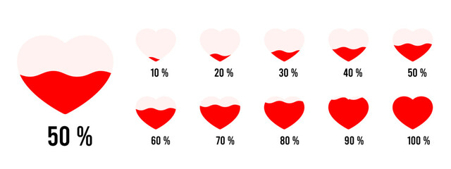 Heart shape loading progress indicator illustration