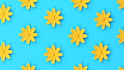 Yellow flowers in blue backgroung. Ukraine color style