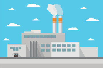 Obraz premium a factory with smoke power plant building technological on a white background vector graphics