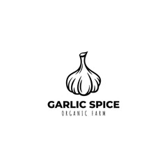 Garlic spice line logo vector illustration design template, hand drawn garlic icon logo line art vector