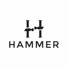 Letter H and hammer logo combination