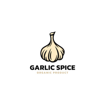 Hand drawn garlic spice logo icon vector illustration design template