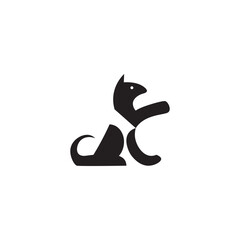 letter K cat logo black design abstract vector illustration.