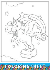 cute unicorn coloring sheet for kids