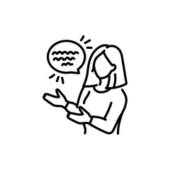 Businesswoman communication color line icon. Female entrepreneur.