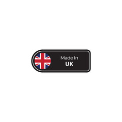 Made in UK png black label design with flag
