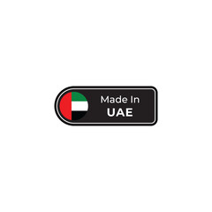 Made in UAE png black label design with flag