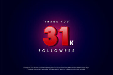 31k followers celebration with bright red numbers.