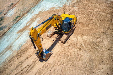 aerial view excavator
